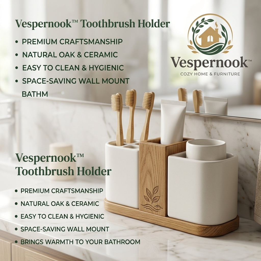 Vespernook™ BreezeSanctuary Wall-Mounted UV-C Toothbrush Caddy