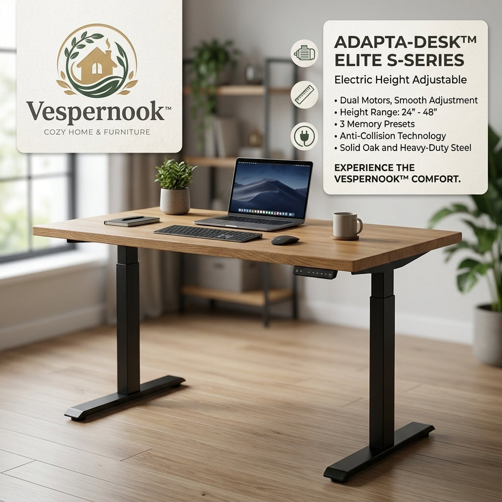 Vespernook™ HearthRise Dual-Tier Smart Height-Adjustable Desk